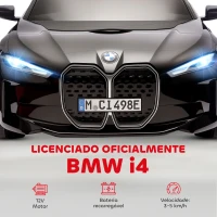 HOMCOM Carro Elétrico para Crianças BMW i4 12V com Controlo Remoto Música MP3 Ecrã Luzes e Cinto de Segurança 115x67x45 cm Preto(m-4)