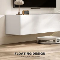 HOMCOM Wisząca szafka RTV, stolik RTV z dużą ilością miejsca do przechowywania, płyta wiórowa, biały(m-4)