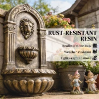 Outsunny Wall-Mounted Water Fountain, 3-Tier Cascading Waterfall with LED Lights and Adjustable Flow for Patio, Rustic Brown(m-7)