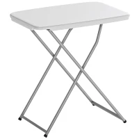 Outsunny Mesa Dobrável de Campismo 75x50x73,5 cm com Altura Ajustável em 5 Níveis com Bancada em HDPE e Estrutura Metálica Branco(m-1)