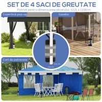 Outsunny Set de saci pentru pavilioane, 4 bucăți, 48 kg, fără nisip, cu curele de fixare, rezistent la intemperii, Negru(m-4)