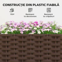 Outsunny Ghiveci Înălțat din Plastic 85L, Ghiveci de Grădină Mobil cu Roți Blocate, Sistem de Autoirigare și Drenaj, Ideal pentru Plante Aromatice, Legume și Flori, Maro(m-7)