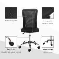 Vinsetto Scaun de Birou Ergonomic Rotativ cu 5 Roti Inaltime Ajustabila(m-4)