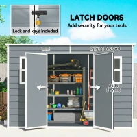 Outsunny 10 x 4 ft Resin Garden Shed, Outdoor Storage Shed with Floor, Windows, Lockable Doors and Vents, Grey(m-6)