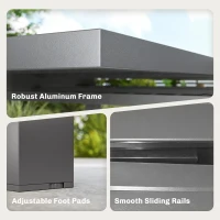 Outsunny Extending Garden Table for 4-8 People, Aluminium Outdoor Dining Table with Slatted Top, Dark Grey(m-6)