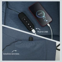 HOMCOM Sillón Relax Reclinable Eléctrico Silencioso con Función Memoria Reposapiés Mando a Distancia Bolsillos Laterales Azul(m-8)