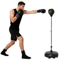 HOMCOM Punching Bag with Stand, 133-151cm Adjustable Height, for Teens, Gold Tone/Black(m-10)