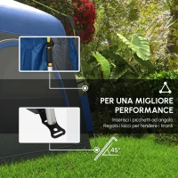 Outsunny Tenda da Campeggio Familiare 4 Persone Tenda Cupola Impermeabile Leggera, Ventilata Facile da Montare Pop-up 4 Finestre Parasole, Dim, 2,4 L x 2,4 L x 1,99 H M Fibra di Vetro Poliestere Grigio Blu(m-6)