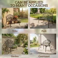 Outsunny Cast Aluminium Garden Bench - Bronze Tone(m-7)