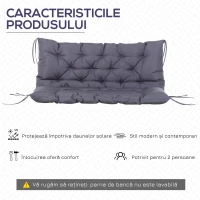 Outsunny Pernuță pentru Bancă de Grădină sau Leagăn de Grădină 132x110x10 cm cu 6 Curele de Fixare Gri Închis(m-5)