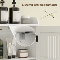 HOMCOM Mobile Sopra il Water con Ripiano Regolabile, 2 Porte, Supporto per Carta Igienica e Ripiani Aperti, Bianco(m-8)