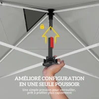 Outsunny Tonnelle de jardin 3 x 3 m pop up, tonnelle pliante réglable en hauteur, protection UV50+, 3 parois latérales, crème(m-5)