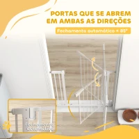PawHut Barreira de Segurança para Crianças e Cães Largura 76-89 cm Bloqueio Duplo Fecho Automático Abertura em Dois Sentidos e Extensão de 7 cm Branco(m-5)