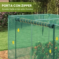 Outsunny Gabbia di Protezione per Piante con Porta Zippata, Tubi in Acciaio Zincato, 240 x 120 x 110 cm, Verde(m-4)