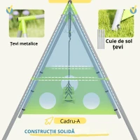AIYAPLAY Leagăn de Grădină 3 în 1 pentru Copii 3-8 Ani cu Coș de Baschet și Poartă de Fotbal, 238x180x182 cm, Verde(m-7)