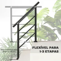 Outsunny Corrimão de Escada 95 cm Corrimão para Escada com Kit de Instalação Ângulo Ajustável para 1-3 Degraus Preto(m-4)