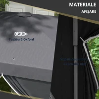 Outsunny Cort cu Copertina Pliabila de 3x3 m, Adapost pentru Soare Reglabil in inaltime, Geanta de Transport si Saci de Greutate(m-4)