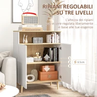 HOMCOM Credenza dal Design Scandinavo con Armadio a 2 Porte e Mensola Interna, Bianco e Legno(m-5)