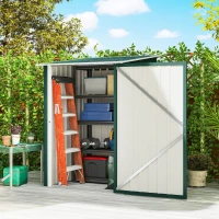 Outsunny Magazie de Grădină 0,92m² din Oțel Galvanizat, Depozit Unelte cu Ușă Blocabilă, Acoperiș Înclinat, 100x104x160 cm, Verde(m-2)