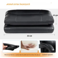 HOMCOM Scaun de Birou Reglabil pe Înălțime și Reclinabil până la 135°, din Piele PU Neagră, 65x76x113-121 cm(m-6)