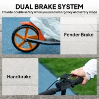 HOMCOM One-click Folding Kick Scooter for 14+ w/ Adjustable Handlebar, Push Scooter with Kickstand, Dual Brake System, Red(m-6)