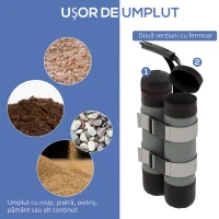 Outsunny Set de saci pentru pavilioane, 4 bucăți, 48 kg, fără nisip, cu curele de fixare, rezistent la intemperii, Negru(m-5)