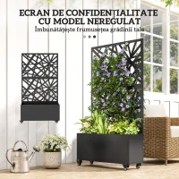 Outsunny Strat Înălțat pentru Grădină cu Roți și Grilaj, Ghiveci de Exterior cu Găuri de Drenaj din Metal, pentru Flori și Legume, pentru Grădină și Balcon, 90x30x160 cm, Negru(m-5)
