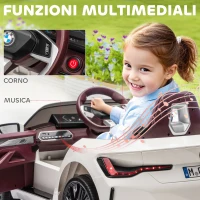 HOMCOM Macchina Elettrica per Bambini 3-6 Anni con Licenza BMW con Telecomando, Clacson e Fari, 115x67x45 cm, Bianca(m-7)