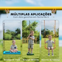 AIYAPLAY Estrutura de Baloiço Infantil Dobrável Estrutura Metálica para 1 Baloiço com 2 Ganchos 4 Estacas 128x155x157 cm Azul(m-5)