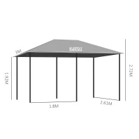Outsunny Gazebo din Oțel 3x4 m cu Acoperiș din Material Textil și 6 Perdele Detașabile, Gri(m-3)