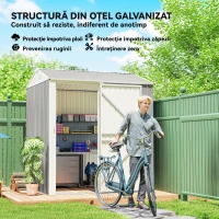 Outsunny Șopron de Grădină Înalt de 3.51m² din Oțel Galvanizat cu Orificii de Ventilație, Șopron de Grădină cu Ușă Blocabilă, Acoperiș Înclinat, Mănuși, Șopron pentru Unelte, 209x177x236 cm, Gri Argintiu(m-5)