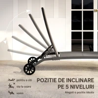 Outsunny Set de 2 Șezlonguri Rabatabile pe 5 Niveluri, Șezlonguri din Aluminiu și Țesătură Respirabilă, 66x165x102 cm, Albastru(m-5)