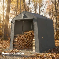 Outsunny Tente-garage 2,3 x 1,9 m imperméable - abri-outils avec porte enroulable à fermeture éclair, ventilation, toit à pignon, gris foncé(m-5)