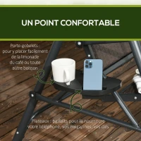 Outsunny Balancelle de jardin 3 places toit inclinaison réglable avec porte-gobelets et plateaux assise dossier ergonomique(m-7)
