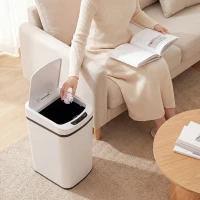 HOMCOM 12L Sensor Bin, Automatic Touchless Motion Sensor Kitchen Bin with Fingerprint Resistant Stainless Steel, White(m-8)