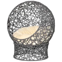 PawHut Panier chat lit surélevé chat cosy niche grotte 50 x 50 x 60 cm coussin moelleux crème inclus, corde en polyester violet(m-1)