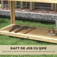 Outsunny Jardinieră Înălțată din Lemn cu Raft Inferior, Separator, Găuri de Drenaj, 115x46x75 cm, Culoare Lemn(m-5)