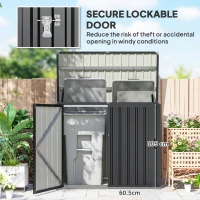 Outsunny Skrzynia na Kosze na Śmieci na 2 Pojemniki z Pokrywą, Zamknięciem i Ochroną, Ciemnoszary(m-5)