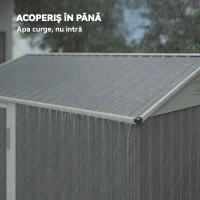 Outsunny Șopron de Grădină Înalt de 3.51m² din Oțel Galvanizat cu Orificii de Ventilație, Șopron de Grădină cu Ușă Blocabilă, Acoperiș Înclinat, Mănuși, Șopron pentru Unelte, 209x177x236 cm, Gri Argintiu(m-7)