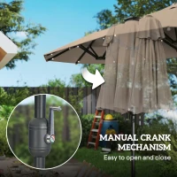 Outsunny Podwójny parasol 292 x 150 cm, parasol z oświetleniem LED, korbka, regulacja kąta, Khaki(m-7)