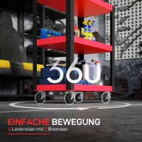 HOMCOM Werkzeugwagen mit 3 Ebenen, Metallrahmen, 120 kg Belastbarkeit, Rollen, Griff, Rot(m-6)