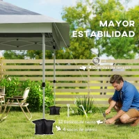 Outsunny Cenador Plegable 3,6x3,6 m con Laterales de Malla UPF50+ Altura Ajustable Bolsa con Ruedas y Bolsas de Arena Gris(m-8)