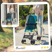 PawHut Dog Stroller, Foldable Cat Dog Pram for Miniature Breeds, Pet Stroller with Brake, Mesh Windows, Dark Green(m-3)