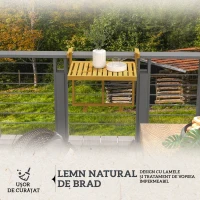 Outsunny Masă Suspendată de Exterior, Masă Reglabilă pentru Balustradă, Blat Suport cu Montare pe Perete, 68x65x40,5-55 cm, Tec(m-5)