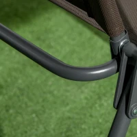 Outsunny Set de Grădină 3 Piese cu 2 Scaune Pliabile și Masă Rotundă, Set Mobilier de Exterior din Metal și Sticlă, Maro(m-8)