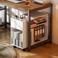 HOMCOM Druckerständer Druckertisch mit Unterteiltem Fach, Ablageflächen für Büro 70 x 34 x 60 cm Weiß(m-9)