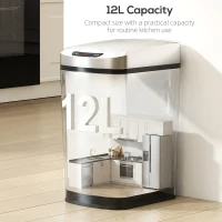 HOMCOM 12L Sensor Bin, Automatic Touchless Motion Sensor Kitchen Bin with Fingerprint Resistant Stainless Steel, Silver(m-5)