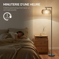 HOMCOM Lampadaire sur pied salon, lampe sur pied dimmable, 3 températures de couleur, télécommande, 52x33x170cm, noir(m-6)