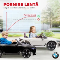 HOMCOM Mașină Electrică pentru Copii 3-6 Ani cu Licență BMW, cu Telecomandă, Claxon și Faruri, 115x67x45 cm, Neagră(m-6)