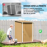 Outsunny Șopron de Grădină 0.92m² din Oțel Galvanizat, Depozit pentru Unelte cu Ușă cu Sistem de Blocare, Acoperiș Înclinat, 100x104x160 cm, Galben(m-6)